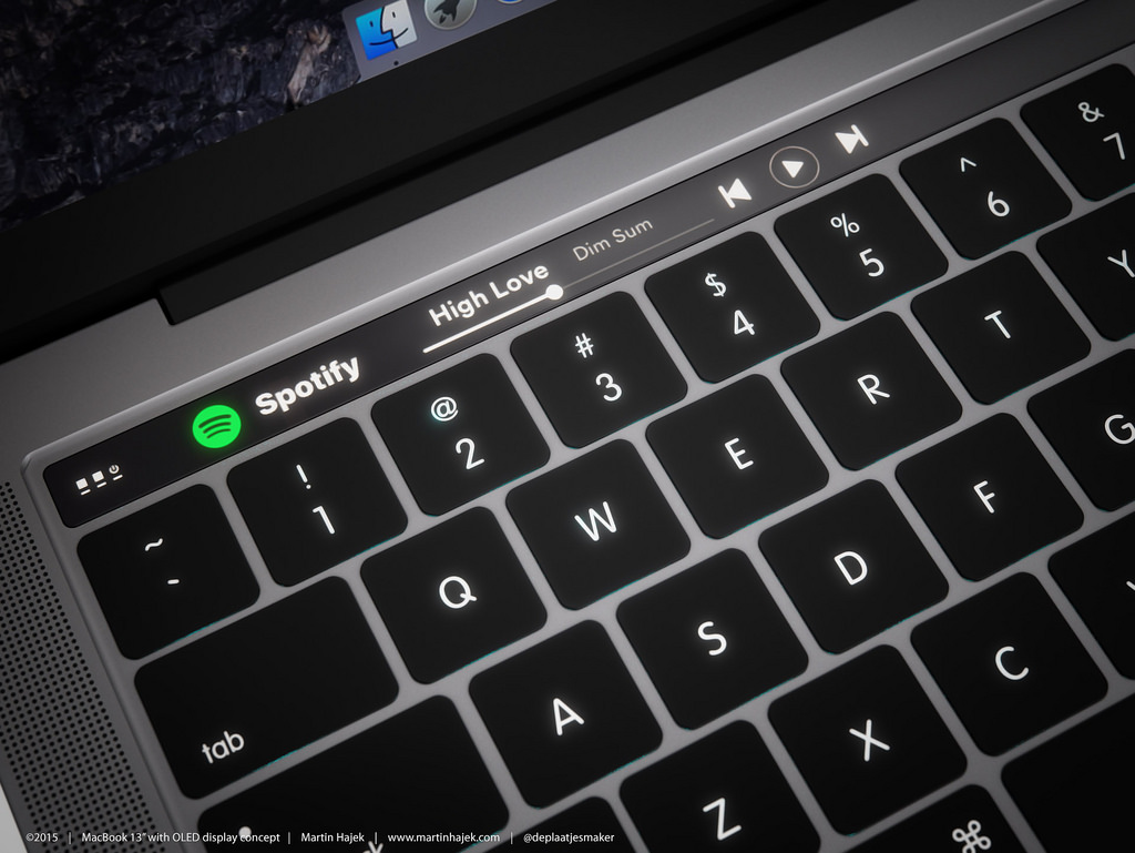Mockup of MacBook Pro OLED bar
