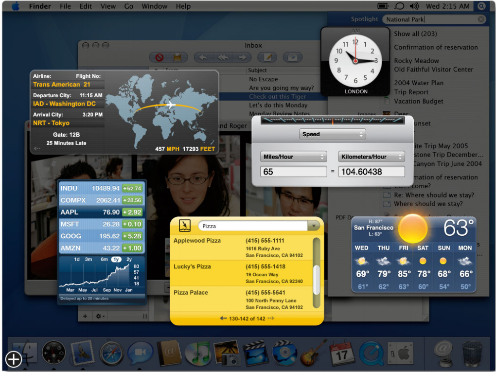 Dashboard in Mac OS X Tiger