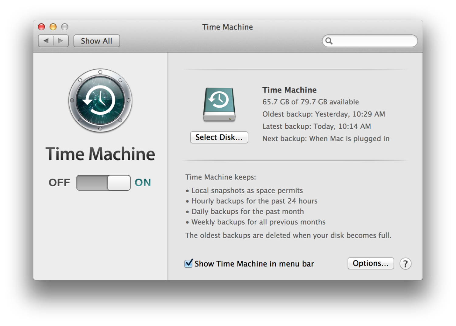 10 9 Mavericks System Preferences Time Machine 512 Pixels 1133