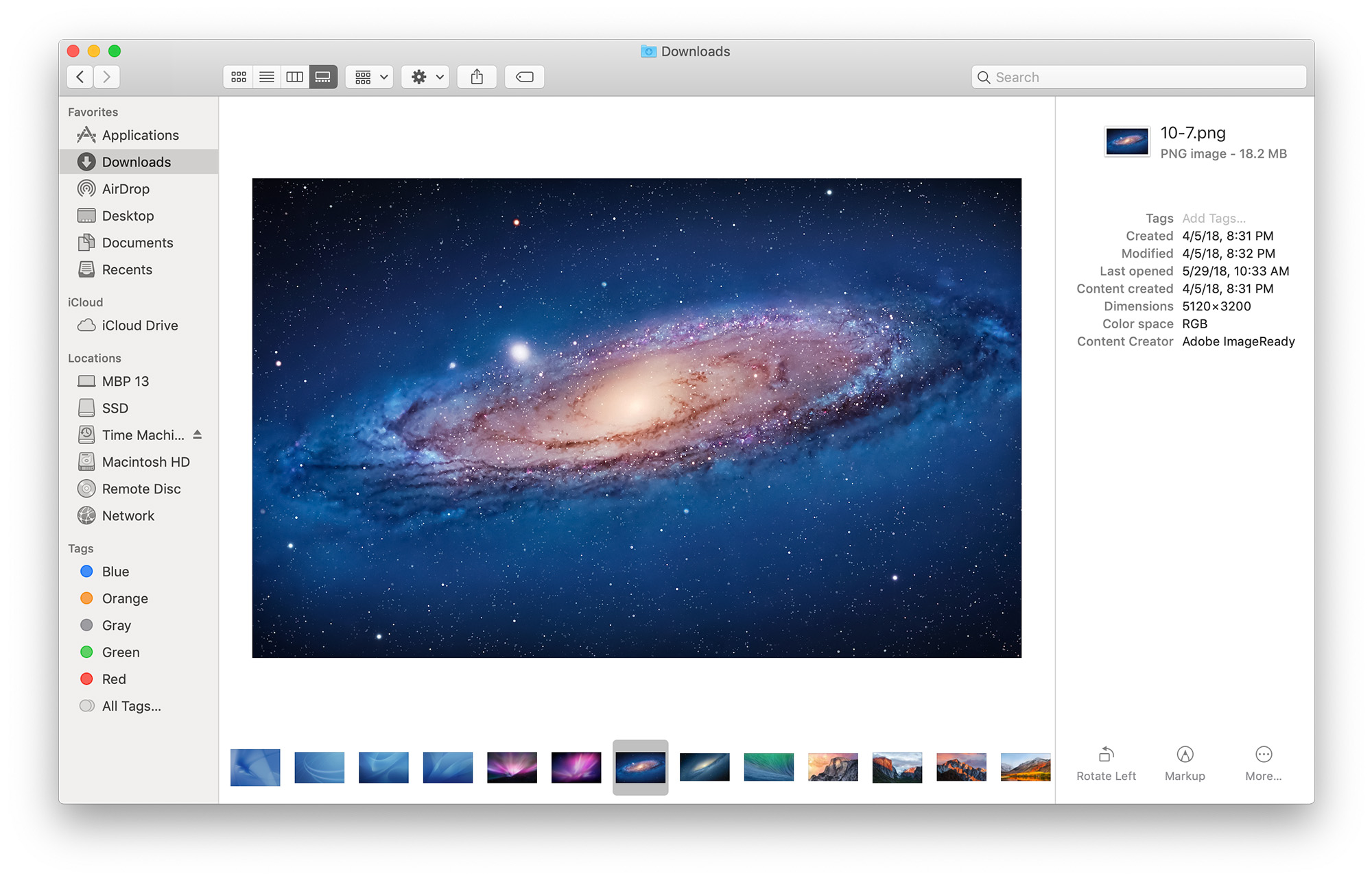 Gallery View in macOS Mojave